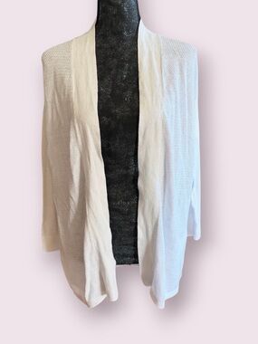 Chico’s White Open-Front Sweater Cardigan